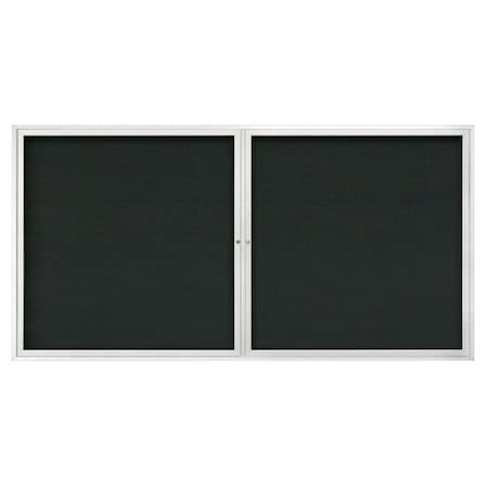 United Visual Products 72"x36" 3-Door Enclosed Outdoor Letterboard, Black Felt/Satin UV1163D-SATIN-BLACK